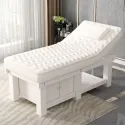 White Comfort Foldable Bed Wooden Pedicure Facial Massage Chairs Full Body Salon Camastro Plegable Salon Furniture MQ50MB