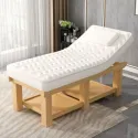 White Comfort Foldable Bed Wooden Pedicure Facial Massage Chairs Full Body Salon Camastro Plegable Salon Furniture MQ50MB