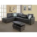 Furniture Polyester Fabric Sectional Sofa With Ottoman-Light Gray Living Room Home