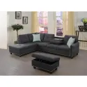 Furniture Polyester Fabric Sectional Sofa With Ottoman-Light Gray Living Room Home