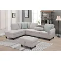 Furniture Polyester Fabric Sectional Sofa With Ottoman-Light Gray Living Room Home