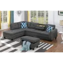 Furniture Polyester Fabric Sectional Sofa With Ottoman-Light Gray Living Room Home