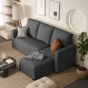 Convertible Sectional 3 L-Shaped Couch Soft Seat With Linen Fabric,Space-Saving Sofas For Living Room,Office, 70'',Dark Gray