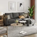 Convertible Sectional 3 L-Shaped Couch Soft Seat With Linen Fabric,Space-Saving Sofas For Living Room,Office, 70'',Dark Gray