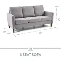 Soft Cushion Sofa - Living Room Sofa - Living Room Furniture- Small Sofa - Three Seats-Straight Arm Modern Soft Cushion Armchair