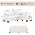 Living Room Sofa,Beige Linen Modern 3 Seater L Shaped Upholstered Furniture,Reversible Footrest with Storage Sofa