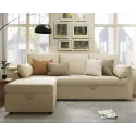 Sleeper Sofa, Sofa Bed- 2 in 1 Pull Out Couch Bed with Storage Chaise for Living Room, Beige Chenille Couch