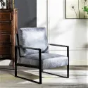 Furniture Direct Classic Mid Century Modern Accent Chair with Durable Square Metal Frame, Armchair for Living Room, Bedroom