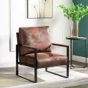 Furniture Direct Classic Mid Century Modern Accent Chair with Durable Square Metal Frame, Armchair for Living Room, Bedroom