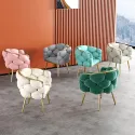 Nordic Metal Living Room Chair for Living Room Soft Upholstered Backrest Chairs Light Luxury Household Armchair for Nail Salon