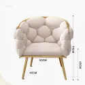 Nordic Metal Living Room Chair for Living Room Soft Upholstered Backrest Chairs Light Luxury Household Armchair for Nail Salon