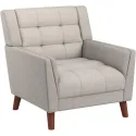 Mid Century Modern Fabric Arm Chair Furniture Beige & Walnut Living Room Chairs Lounge Home Relaxing Accent