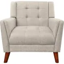 Mid Century Modern Fabric Arm Chair Furniture Beige & Walnut Living Room Chairs Lounge Home Relaxing Accent