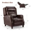 Genuine Leather Power Recliner Chair with Double Layer Backrest Rivet Decoration USB Type-C Charging Living Room Recliner Chair