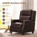 Genuine Leather Power Recliner Chair with Double Layer Backrest Rivet Decoration USB Type-C Charging Living Room Recliner Chair