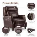 Genuine Leather Power Recliner Chair with Double Layer Backrest Rivet Decoration USB Type-C Charging Living Room Recliner Chair