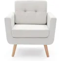 Linen Upholstery Chair, Mid-Century Modern Living Room Armchair, Bedroom Button Tufted Upholstered Chair