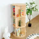 Solid Wood Rotating Bookcase Furniture for Children Home Multi-layer Storage Bookshelf Library Bookrack Kids Toy Storage Shelf