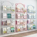 Simple Metal Bookshelves Study Bedroom Furniture Kids Student's Picture Book Storage Rack Save Space Wall Hanging Shelf Bookcase