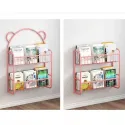 Simple Metal Bookshelves Study Bedroom Furniture Kids Student's Picture Book Storage Rack Save Space Wall Hanging Shelf Bookcase