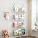 Simple Metal Bookshelves Study Bedroom Furniture Kids Student's Picture Book Storage Rack Save Space Wall Hanging Shelf Bookcase