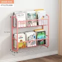 Simple Metal Bookshelves Study Bedroom Furniture Kids Student's Picture Book Storage Rack Save Space Wall Hanging Shelf Bookcase