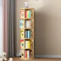 Rotating Solid Wooden Bookshelf Children 360° Rotating Bookcase 2/3/4/5 Layers Storage Locker Cat Pattern Family Book Corner