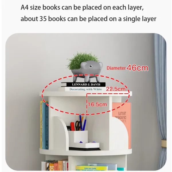 Four-Layer Floor Shelf 360°Rotating Bookshelf Children's Picture Book Rack Multi-Color Optional