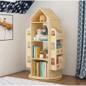 Heehee Rotating Bookshelf 360 Display Floor Standing Bookcase Storage Rack Children's Bookshelf, Wood Book Shelf Organizer