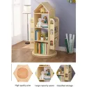 Heehee Rotating Bookshelf 360 Display Floor Standing Bookcase Storage Rack Children's Bookshelf, Wood Book Shelf Organizer