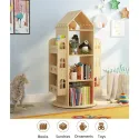 Heehee Rotating Bookshelf 360 Display Floor Standing Bookcase Storage Rack Children's Bookshelf, Wood Book Shelf Organizer