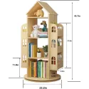 Heehee Rotating Bookshelf 360 Display Floor Standing Bookcase Storage Rack Children's Bookshelf, Wood Book Shelf Organizer