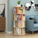 4 Layers New Modern Room Simple Household Space-saving Storage Bookcase Revolving Round Children Rotating Bookshelf