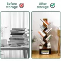 Yoobure Tree Bookshelf - 6 Shelf Retro Floor Standing Bookcase, Tall Wood Book Storage Rack for CDs/Movies/Books, Utility