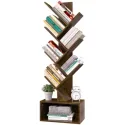 Yoobure Tree Bookshelf - 6 Shelf Retro Floor Standing Bookcase, Tall Wood Book Storage Rack for CDs/Movies/Books, Utility