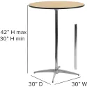 Flash Furniture Lars 30'' Round Wood Cocktail Table with 30'' and 42'' Columns, Natural coffee table