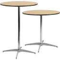 Flash Furniture Lars 30'' Round Wood Cocktail Table with 30'' and 42'' Columns, Natural coffee table