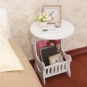 JOYLIVE European Mini Plastic Round Coffee Tea Table Home Simple Plastic Living Room Bedroom Storage Shelf Bedside Table White