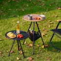 Telescopic Folding Round Table Outdoor Three-legged Dining Table Portable Aluminum Alloy Coffee Table Hike Picnic Liftable Table