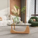 Household Glass Coffee Table Solid Wood Coffee Table Living Room Bedroom Minimalist Tea Table Fashion Modern Nordic Furniture