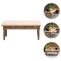 Plain Blank Coffee Table Desk Mini House Decor Decorations Home Wooden Unpatterned Uncolored End Retro Furnishing Model Tea