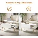 Koifuxii Coffee Table with Lift Top and Storage - White Lift Top Coffee Tables for Living Room, Small Spaces - Lift up Coffee