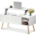 Koifuxii Coffee Table with Lift Top and Storage - White Lift Top Coffee Tables for Living Room, Small Spaces - Lift up Coffee