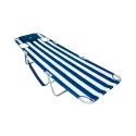 Chaise Lounge Folding Portable Sunbathing Beach Chair, Navy Stripes, Polyester, Steel, (Blue, Multicolor, White)