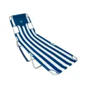 Chaise Lounge Folding Portable Sunbathing Beach Chair, Navy Stripes, Polyester, Steel, (Blue, Multicolor, White)