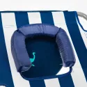 Chaise Lounge Folding Portable Sunbathing Beach Chair, Navy Stripes, Polyester, Steel, (Blue, Multicolor, White)