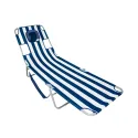 Chaise Lounge Folding Portable Sunbathing Beach Chair, Navy Stripes, Polyester, Steel, (Blue, Multicolor, White)