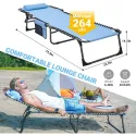 Portable Folding Bed Chair Lawn 1-person Sofa Adjustable Lightweight Portable Beach Lounge Chair for Patio Cool Camping Gear Cot