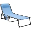 Portable Folding Bed Chair Lawn 1-person Sofa Adjustable Lightweight Portable Beach Lounge Chair for Patio Cool Camping Gear Cot