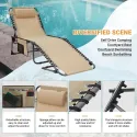 Lounge Outdoor Adjustable Waterproof Lounge Chair,Folding Tanning Chair for Lawn,Beach,Pool and Sunbathing,